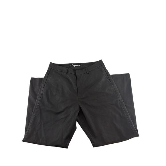 Supreme Men's Black Leather Straight Leg Trousers Size 32 - Picture 3 of 12